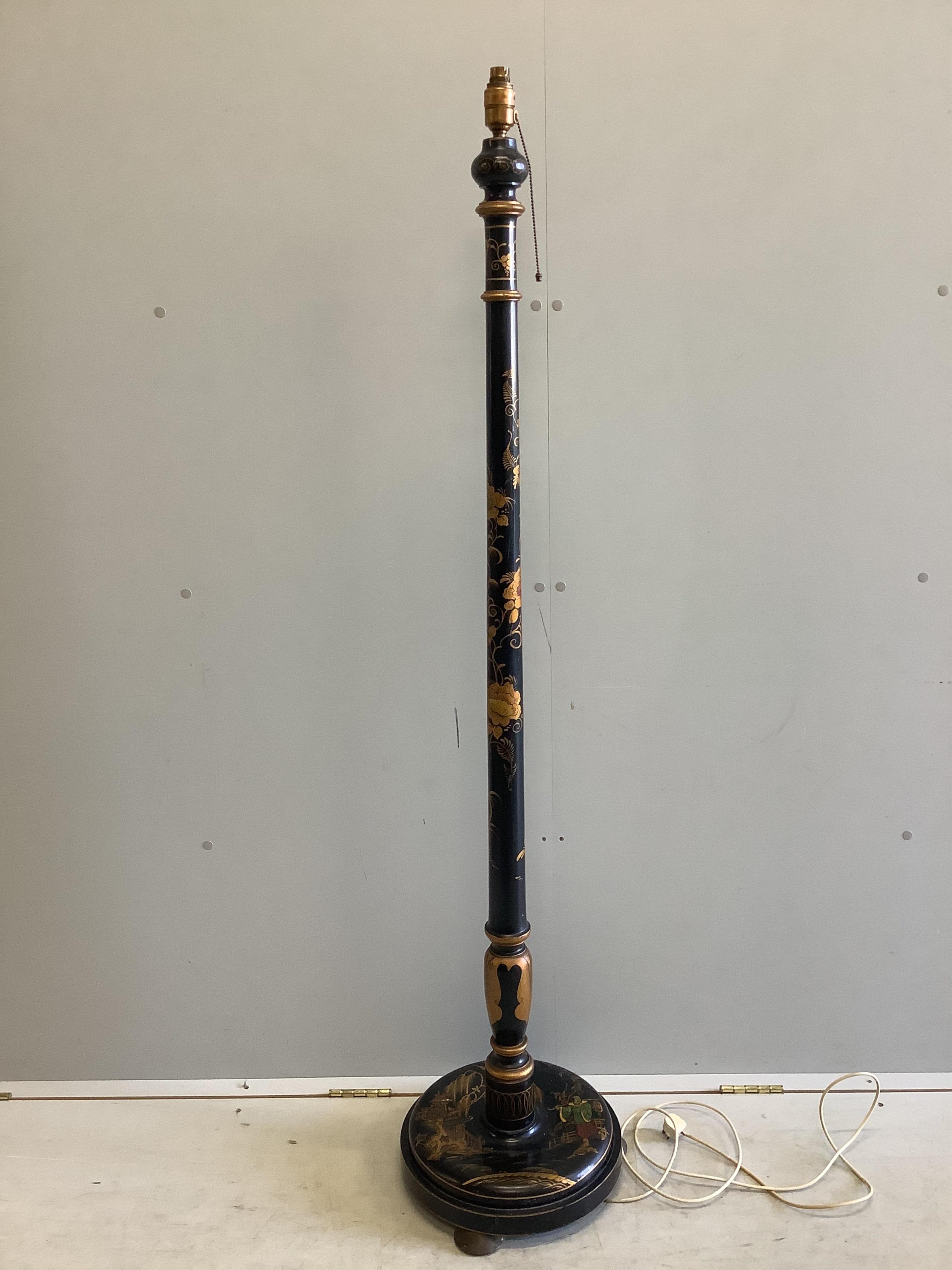 A chinoiserie lacquer standard lamp, height 160cm. Condition - fair to good